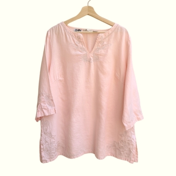 100% Irish Linen Tunic with Embroidery Details - Picture 1 of 13
